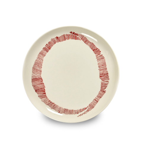 Assiette White stripes red, Ø22,5 - Serax