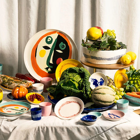 Assiette Sunny yellow stripes red, Ø19 - Serax